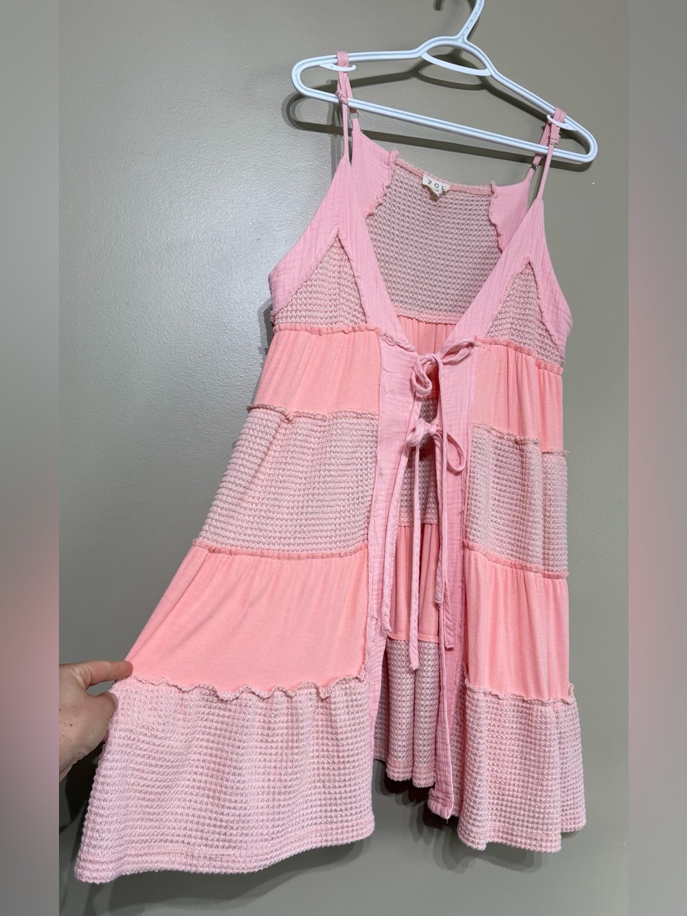 POL Waffle Tie Front Mini Dress - Picture 9 of 14
